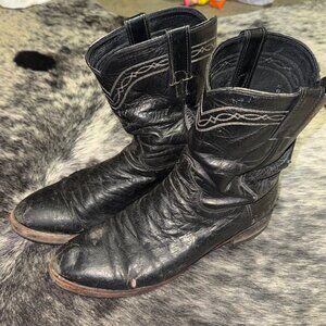Vtg Justin 3172 Men's 11 1/2 B Quill Ostrich Roper Cowboy Boots USA Comb T19